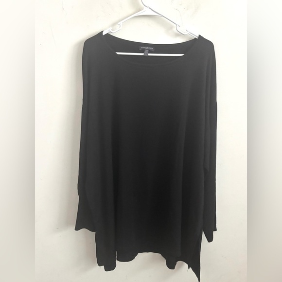 Eileen Fisher Tunic Blouse Womens One Size Stretch Jersey Knit Minimalist preppy - Picture 1 of 10